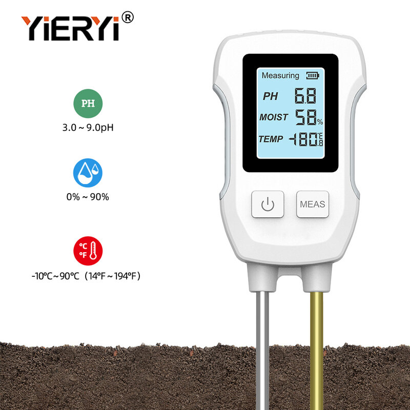 Yieryi boden ph meter lcd digitaler ph feuchtigkeit temperatur tester doppel nadel säure detektor für hydro ponik topfpflanzen garten farm