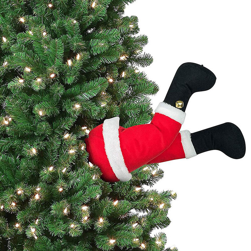 Santa claus脚の装飾品、クリスマスの木の装飾、ぬいぐるみのドアの装飾、家の装飾