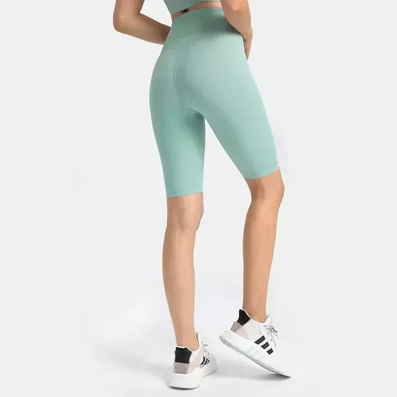 Shorts apertados de cintura alta de limão para mulheres, calças esportivas de fitness, calças de ioga emagrecedoras, sem linha escorrega