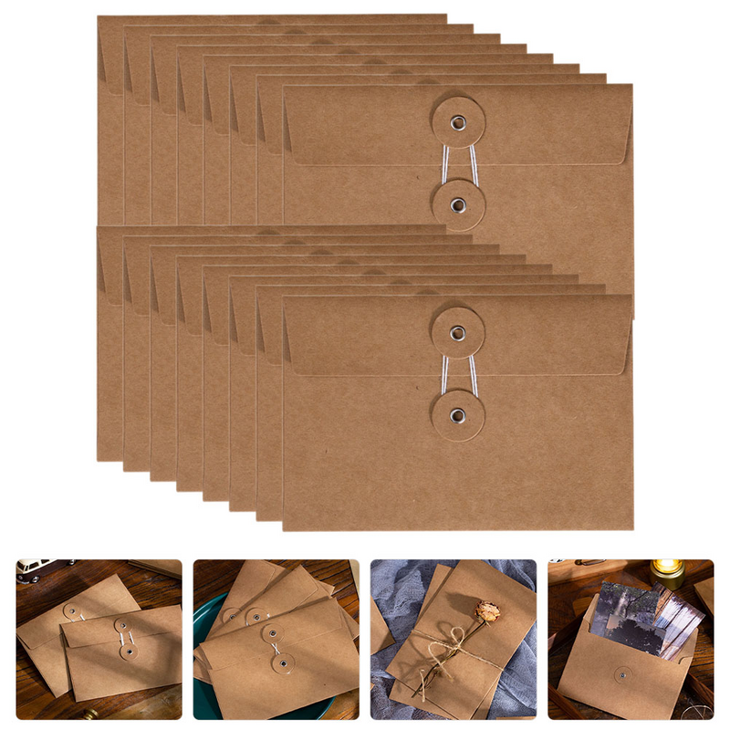 20 szt. Koperta z papieru pakowego woreczki do przechowywania małe koperty ślubne zwijające papierowe dokumenty organizery