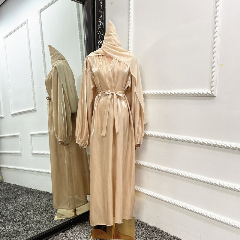 Robe musulmane à manches bulles pour femmes, cardigan de Dubaï, robe élégante, robe de mode simulée, robe éducative islamique, 2022