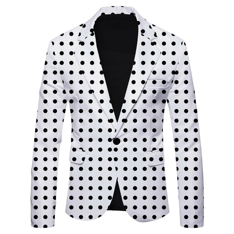 Terno de jaqueta justa e listrada masculino, blazer masculino, casaco casual, bolinhas, estampa de leopardo, moda britânica, nova moda streetwear, 2023