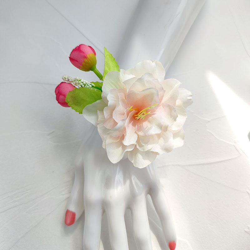 Corpetto fiori da sposa braccialetti di peonia di seta artificiale Bride damigelle d'onore corpetto accessori da sposa Mariage Party Decoration