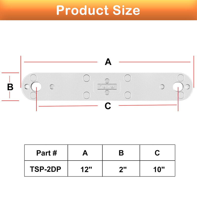 Anx TSP-2DPマリントランスサムサポートプレートは、低いボルトホールに適合、12 "x 2" 、10 "ボルトホールパターンマリンボートヨットアクセサリー