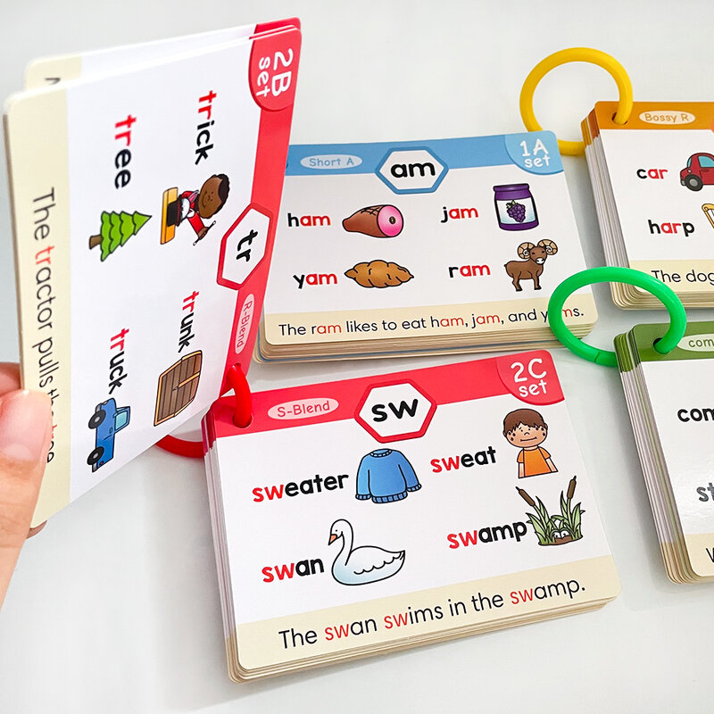 Cartes flash phonétiques anglaises pour enfants, jeu d'apprentissage Montessori, jouets pour enfants, aide à l'apprentissage, 65 cartes, 118 groupes