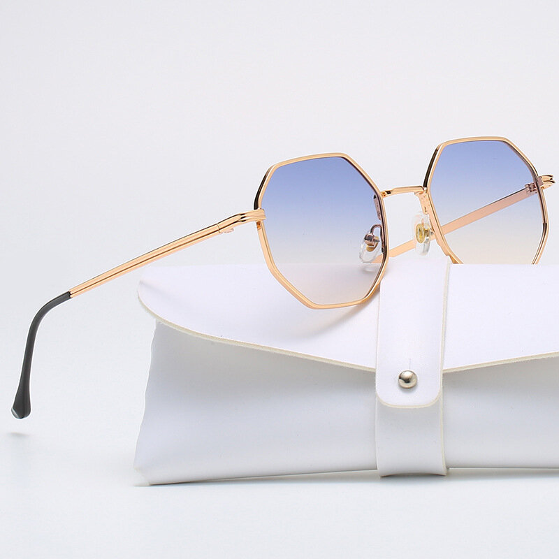 Многоугольные солнцезащитные очки для мужчин и женщин, винтажные, в металлической оправе, восьмиугольные, роскошные брендовые