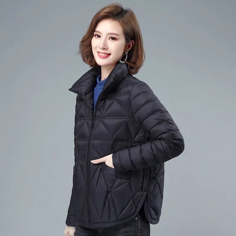 Jaqueta leve de algodão curto para mulheres, casaco acolchoado solto, jaqueta casual feminina, tamanho grande, nova moda, outono e inverno, 2024