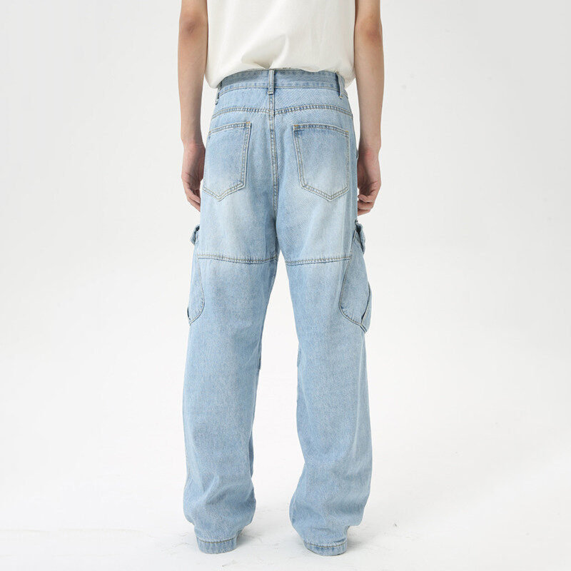 IEFB High Street Jeans larghi da uomo nuovi pantaloni in Denim con lavaggio multitasche pantaloni maschili dritti a gamba larga estate 2024 9 c6306