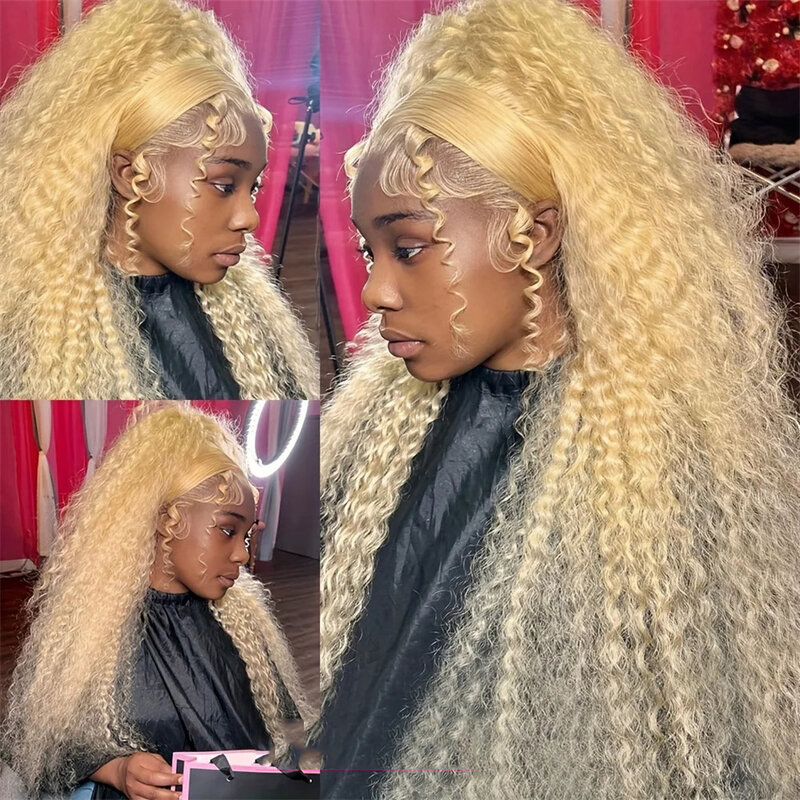 Głębokie fale 13x4 HD przezroczyste koronkowa peruka na przód ludzkie włosy 613 włosy ludzkie w kolorze blond peruki wstępnie oskubane