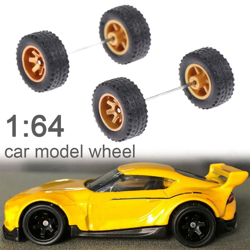 1:64 Alloy Car Model Modified Wheel Hub Rubber Tire Remote Control Car Wheel Modification Accessories