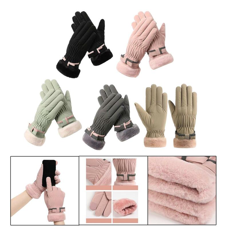 Women Winter Gloves Plush Lined Water Resistant Fashion Cold Weather Gloves for Skiing Motorcycle Work Outdoor Sports Hiking
