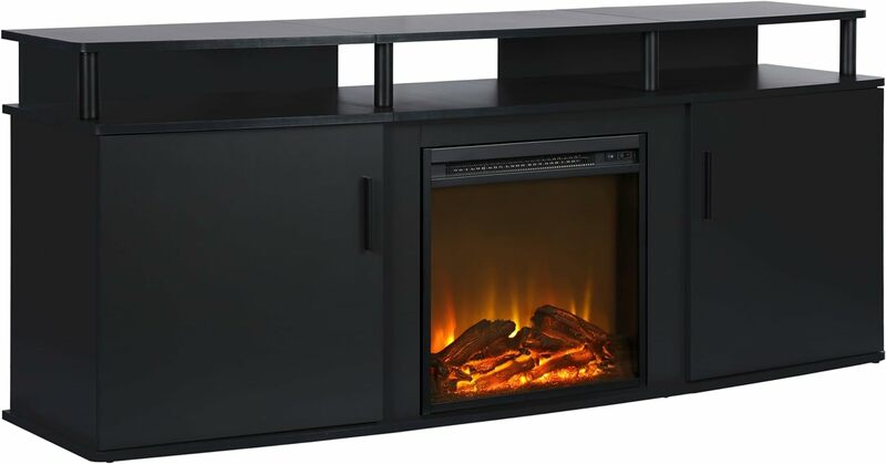New 2024 Carson Electric Fireplace TV Console for TVs up to 70", Black  | USA | NEW