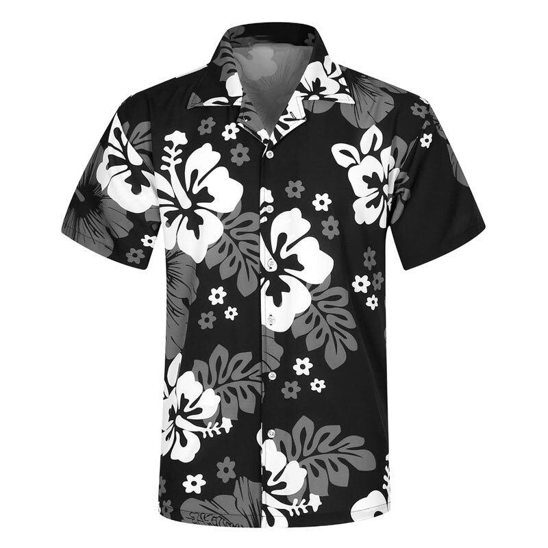 2024 Foreign Trade Spring/Summer New Men's European and American Hawaii 3D Printed Short Sleeve Thin Loose Men's Shirt