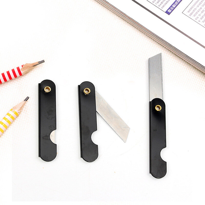 1 PC Büro Lieferungen Schreibwaren Studenten Kunst Messer Schwarz Folding Utility Messer Tragbare Werkzeug Messer Bleistift Spitzer