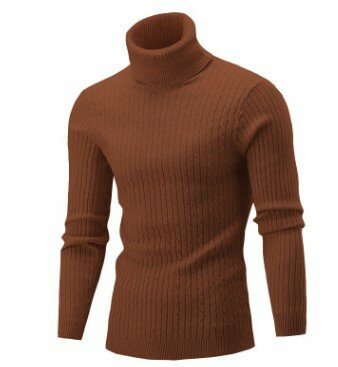 Мужской Однотонный свитер в полоску, с высоким воротником, повседневный теплый пуловер, 14 цветов, Осень-зима