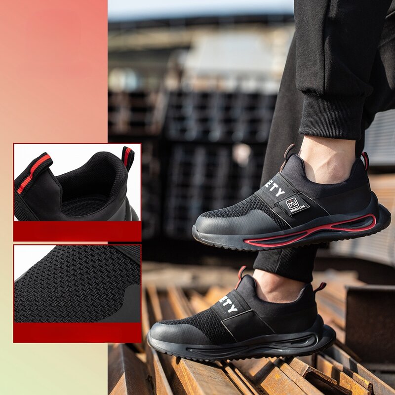 Zapatos de seguridad para hombre y mujer, calzado de trabajo a prueba de perforaciones, ligero, transpirable, informal, protector
