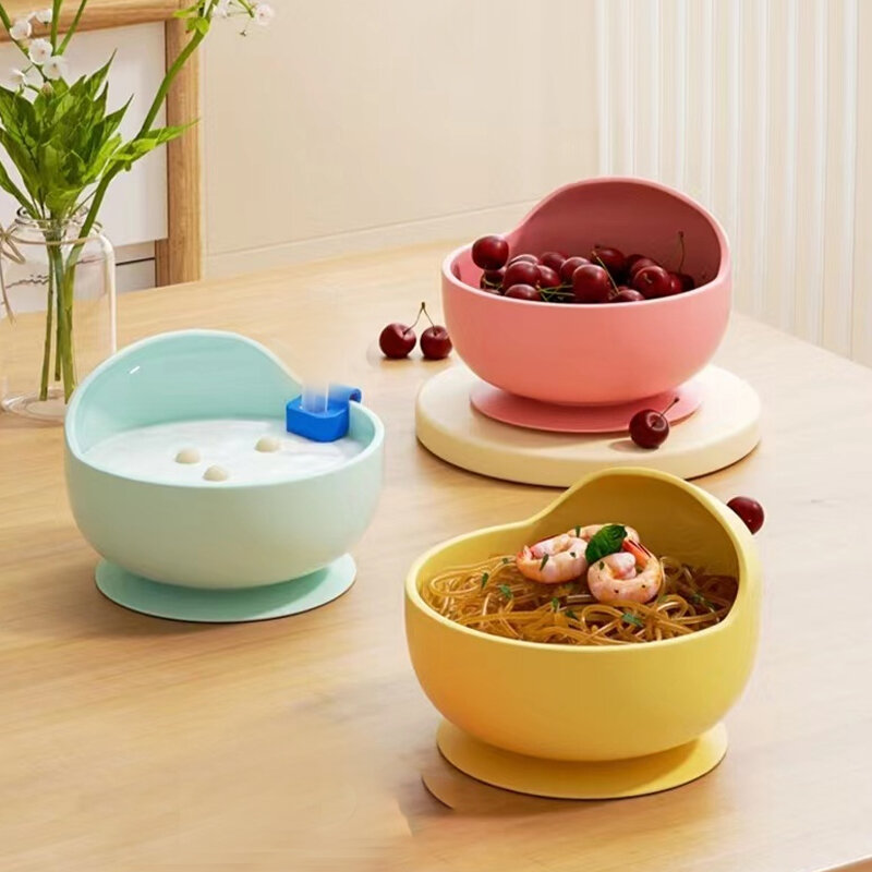 Food Grade Silicone Baby Feeding Bowl Set Solid Color Waterproof Kids Feeding Bowl with Spoon Children Tableware Dinnerware Set