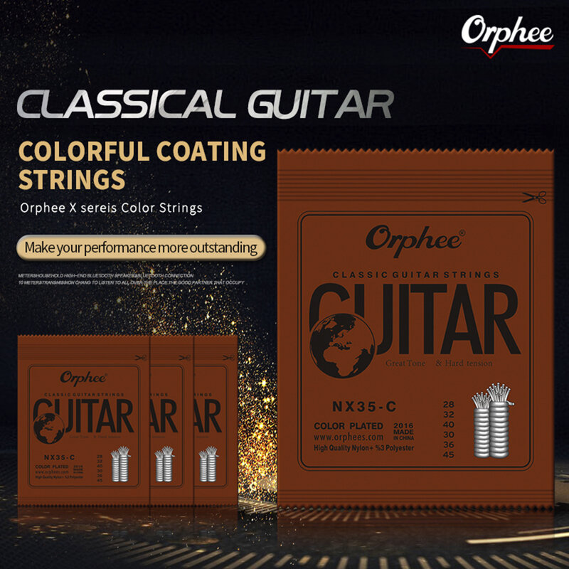 Orphee-Nylon prata chapeado cordas de guitarra clássica, NX35C, instrumentos de cordas, guitarra peças e acessórios