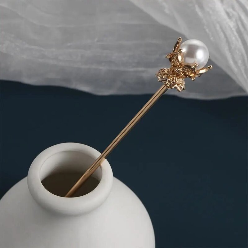 Moda elegante oro argento colore copricapo perla metallo bastoncini per capelli Clip per capelli accessori per capelli tornante