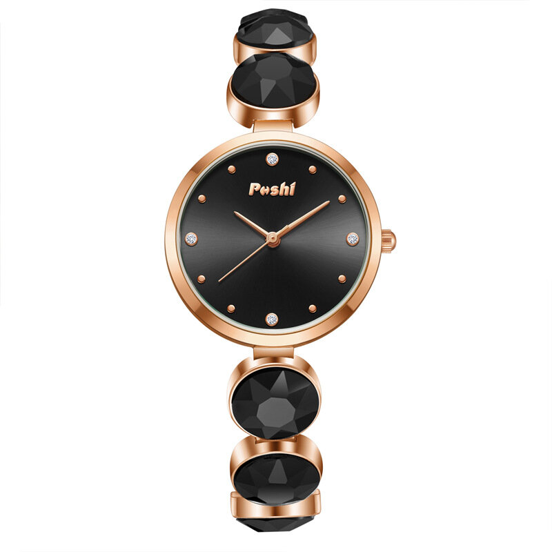 Jam tangan Quartz mode serbaguna wanita, jam tangan Dial kecil tahan air 30M emas mawar merah wanita