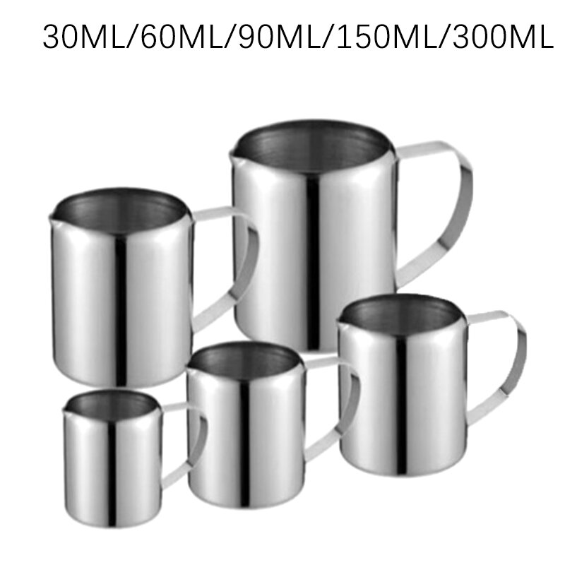 Jarra de acero inoxidable para espumar leche, jarra de vapor para café Barista artesanal, capuchino Latte, 30ML-150ML
