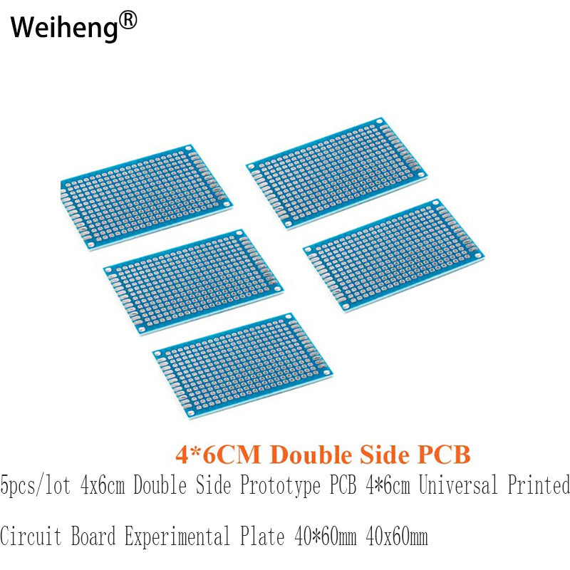 5 buah 4x6cm PCB prototipe sisi ganda 46cm pelat eksperimental papan sirkuit cetak Universal 4060mm 40x60mm
