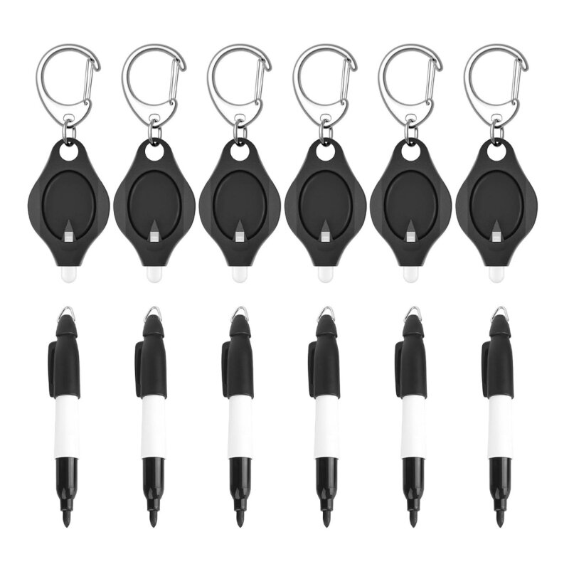 12PCS Mini LED Keychain Flashlight and Marker Set for Outdoor Camping Hiking