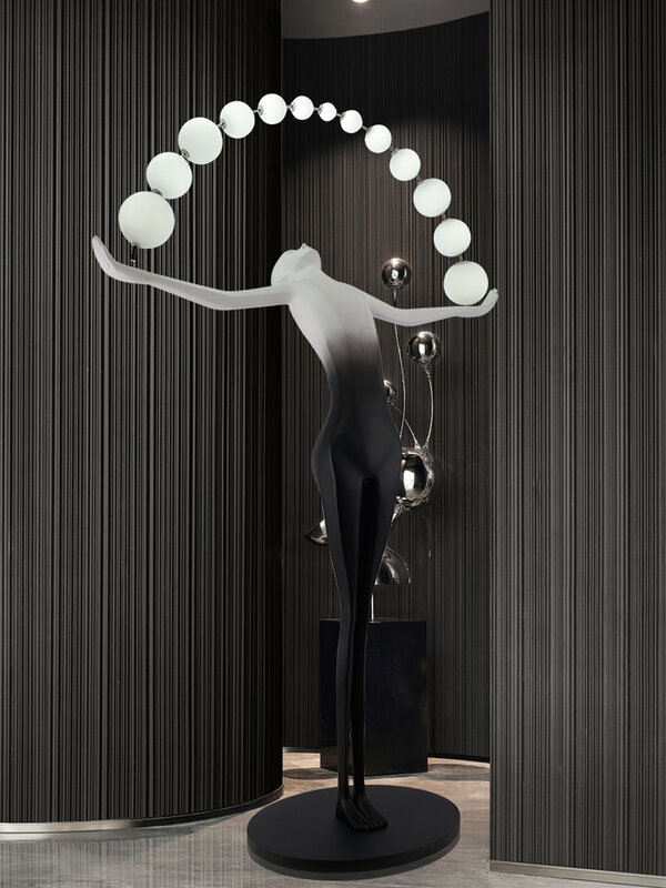 Figure Art Sculpture LED Floor Lamp Designer Hotel Lobby Sales Department Standing Lights Floor Decoration Large Body Illuminate