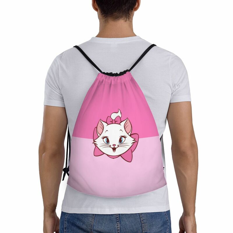 Custom Marie Drawstring Backpack Sports Gym Bag for Women Men Cat Manga Shopping Sackpack