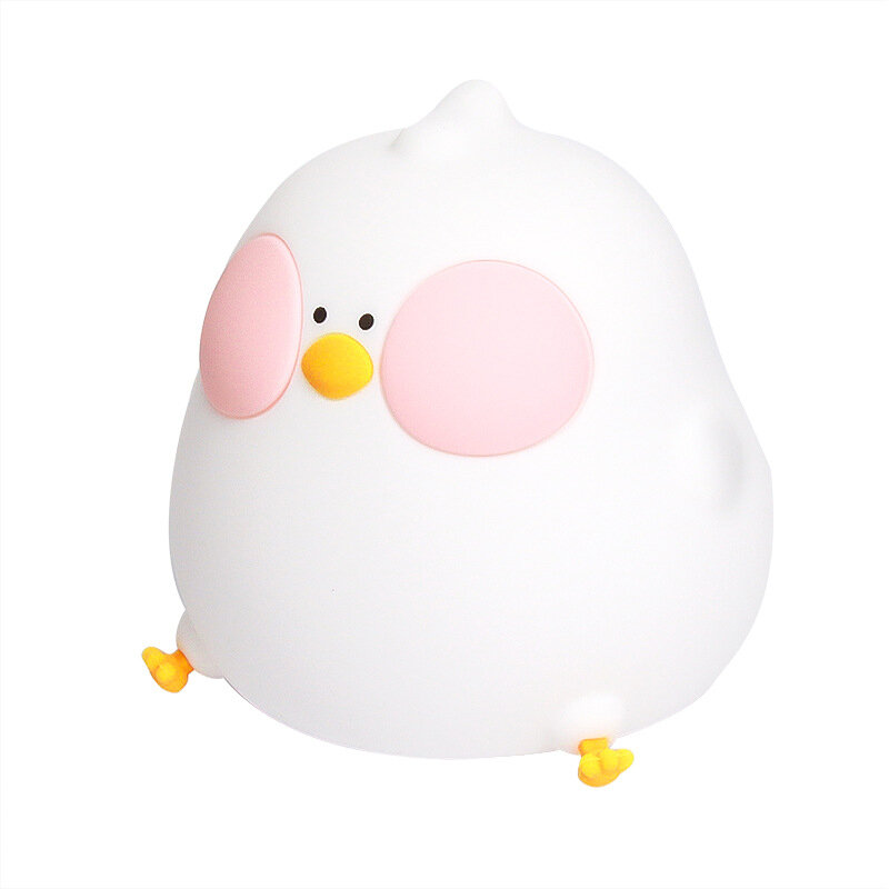 LED Night Light for Children Cartoon Chick Animals Silicone Lamp Touch Sensor Timing USB Rechargeable Bedroom Bedside Lamp Gifts