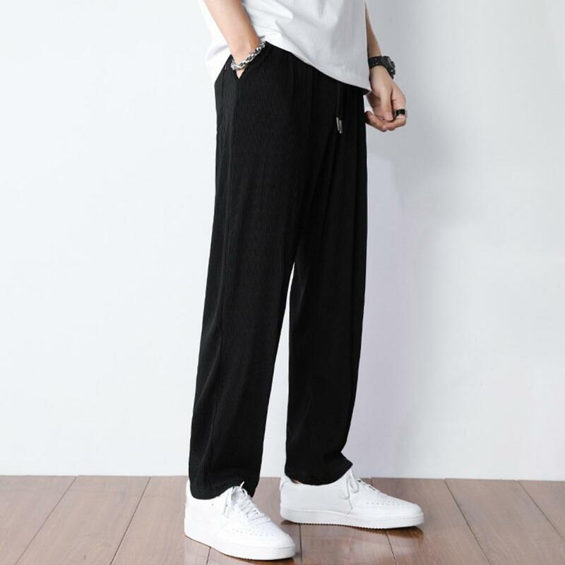 Pantalon de Survêtement à Jambes Larges pour Homme, Vêtement de Style Japonais, avec Taille artificiel astique, Poches Latérales, Solide, pour la Gym, le Jogging