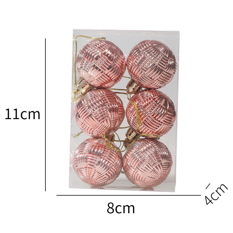 6Pcs 4CM Christmas Ball Ornaments Xmas Tree Hanging Pendant Decoration For Holiday Crafts Navidad New Year Party Gift Home Decor