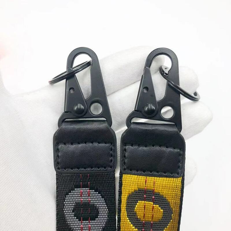 Chaopai off sports key chain white yellow canvas embroidery English alphabet mobile phone pendant key chain pendant
