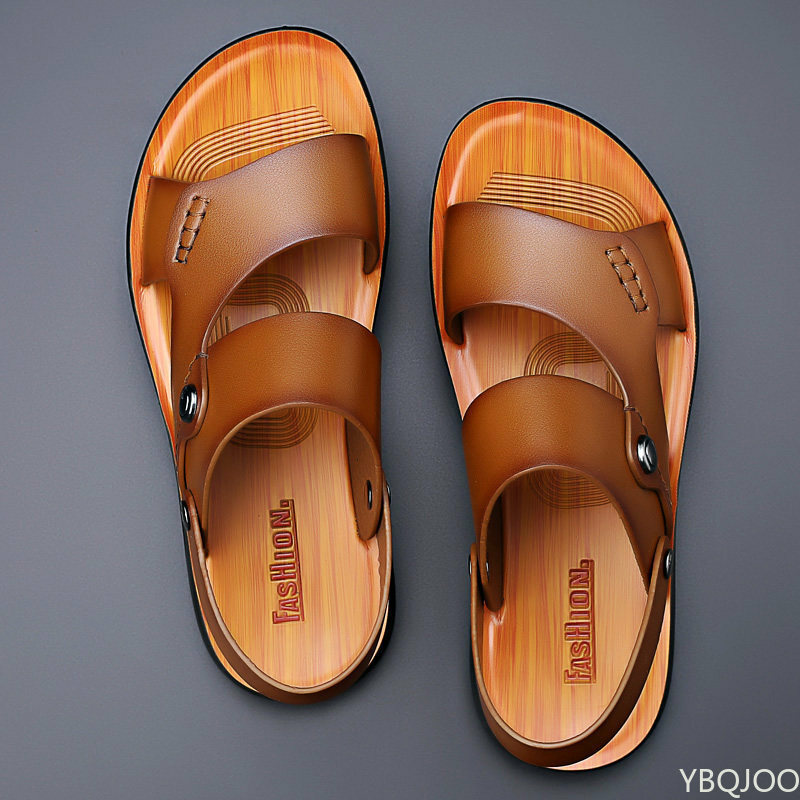 2022 nuovi sandali da uomo estivi sandali da spiaggia in pelle per esterni per vacanze pantofole da viaggio per uomo Casual morbide antiscivolo piatte