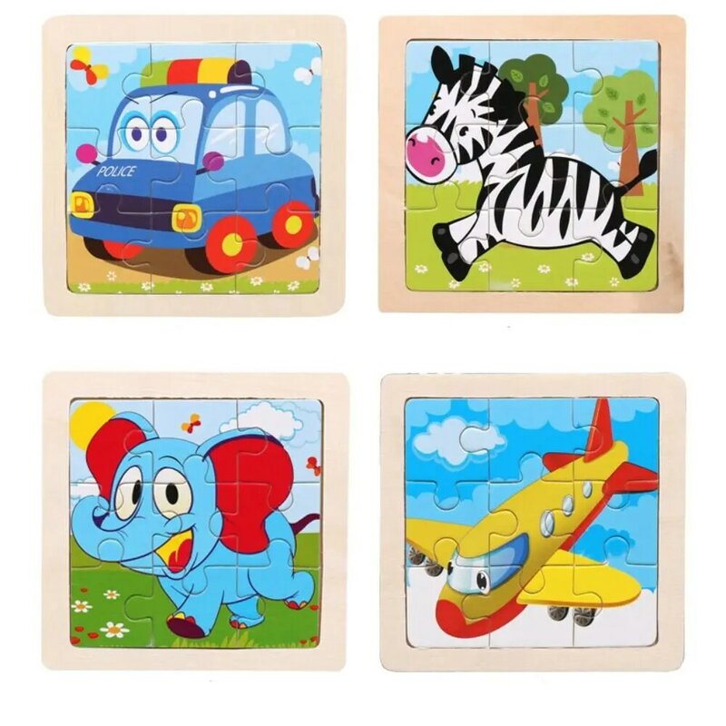 Cartoon Cartoon Animal Jigsaw Montessori Colorful Baby Wooden Toys Animal Educational Toys 3d Wooden Puzzle Preschool