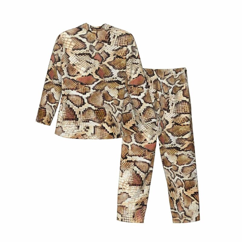 Pajamas Men Abstract Print Home Nightwear Snake Skin 2 Pieces Casual Pajama Sets Long-Sleeve Trendy Oversize Home Suit