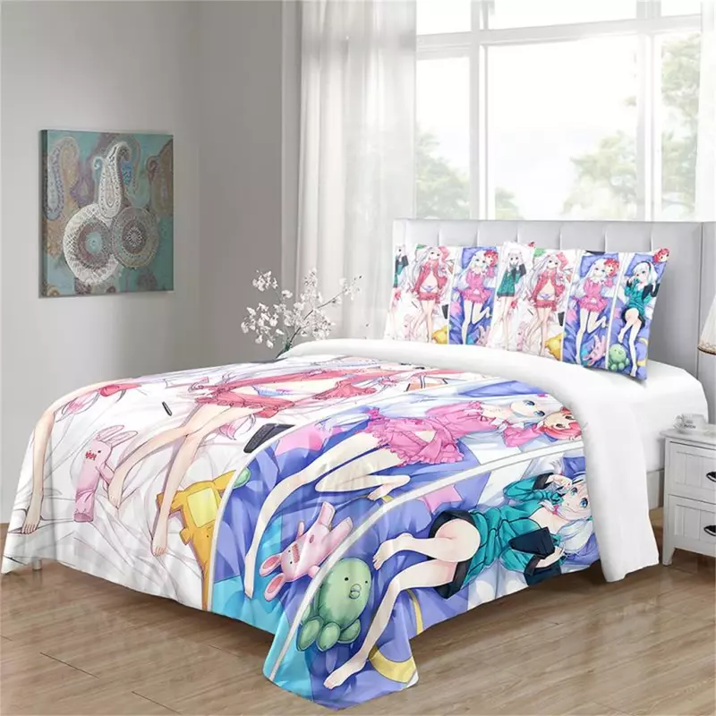 Pink Dance Princess Swan Cartoon Cute Girl Kids 3pcs Bedding Sets Single Double Bed Duvet Cover Set and 2 pcs Pillow cover