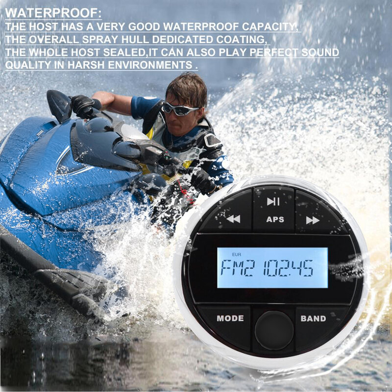 GUZARE Boat Radio Marine Stereo (dostępna opcja/darmowe upominki)/głośniki wodoodporne/antena radiowa/przewód AUX USB/5 opcji