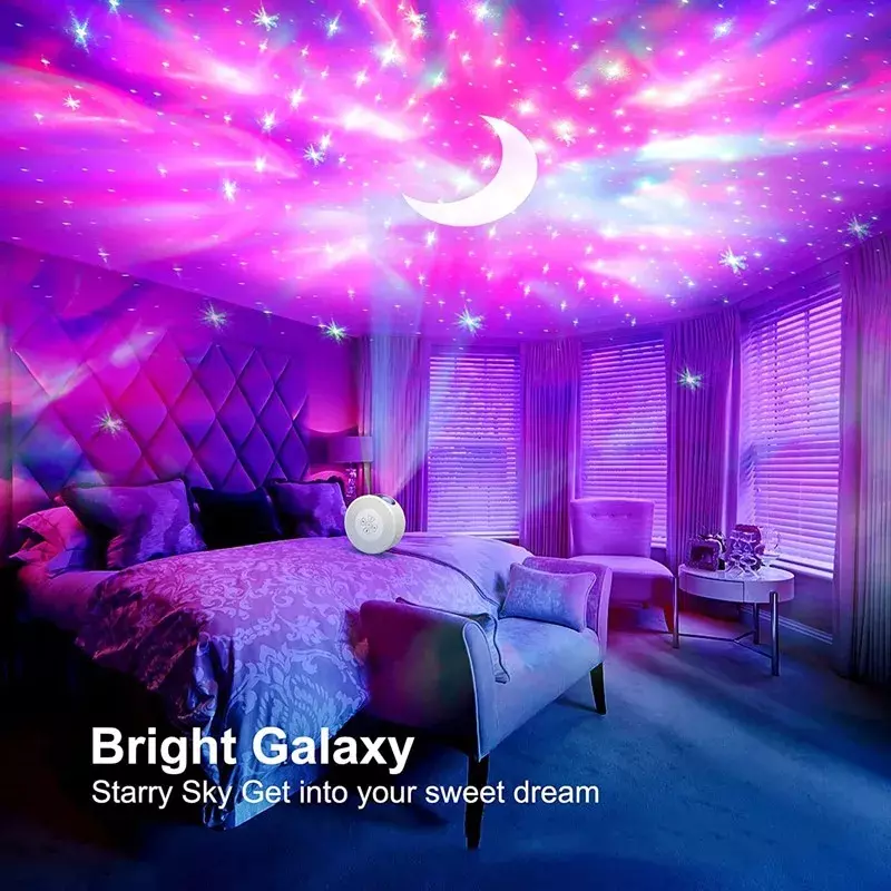 Smart Life Galaxy Projetor, LED Night Light Decor, Projetor estrela, Timer e controle de voz, Céu estrelado colorido, Casa