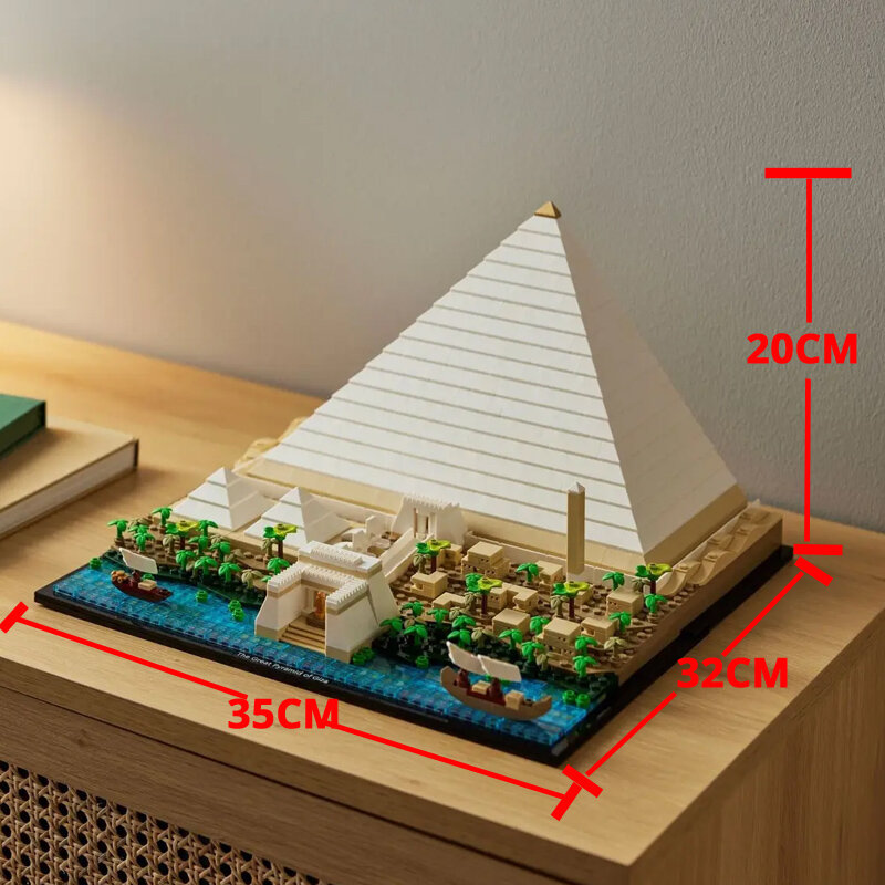 Kit de iluminación LED compatible con 21058, la Gran Pirámide de Giza, modelo de arquitectura urbana, Street View, bloques de construcción, juguetes Gi
