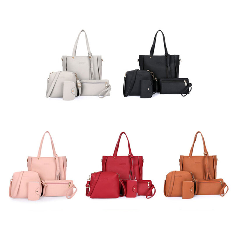 4pcs Women Elegant Tote Bags Multi Pocket Large Capacity Bags for Eyeglasses Phones Cosmetics