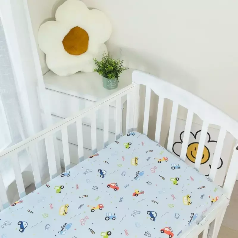 Sprei katun pas untuk bayi, sprei katun murni, penutup tempat tidur Panel untuk bayi