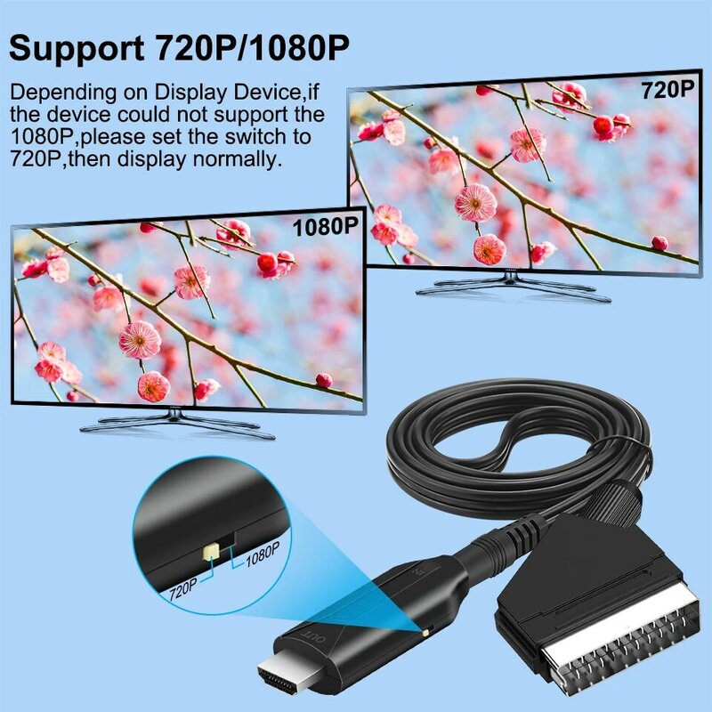 1080P سكارت إلى HDMI فيديو محول صوت كابل محول ذكر إلى ذكر سكارت المدخلات إلى إخراج HDMI ل HDTV سكاي صندوق STB التوصيل اللعب