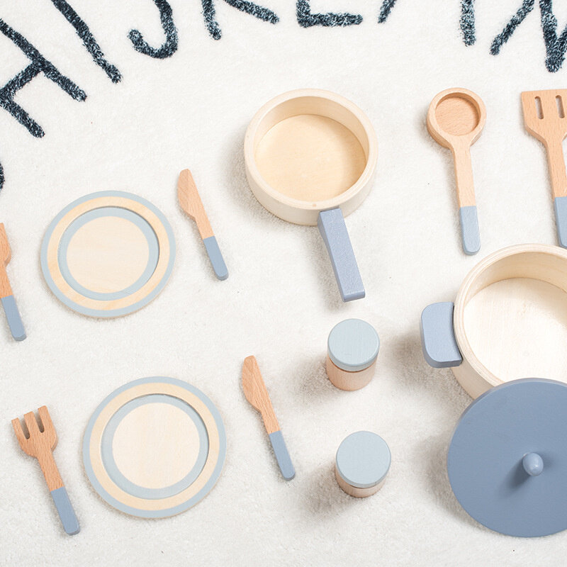 Houten Mini Keuken Kookgerei Pan Cook Doen Alsof Educatief Huis Speelgoed Voor Kinderen Simulatie Keukengerei Meisjes Speelgoed