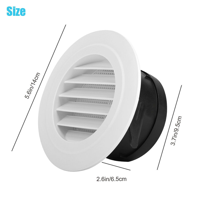 Ceiling Duct Vents Louver Oblique Grille Cover 14x6.8x9.2cm 4inch ABS Air Soffit Built-in Fly Net Round Durable