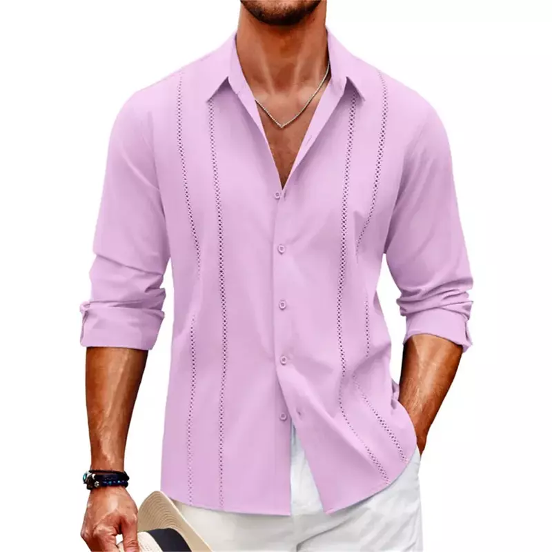 Camisa de praia havaiana de manga comprida masculina, roupas plus size, impressão 3D, cor sólida, novo, verão