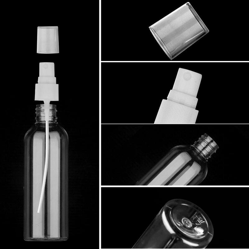 Botella de plástico PET de 20ml, 30ml ,50ml, 100ml, 200m, botella de spray y botellas cosméticas, contenedores vacíos, botella atomizadora de Alcohol