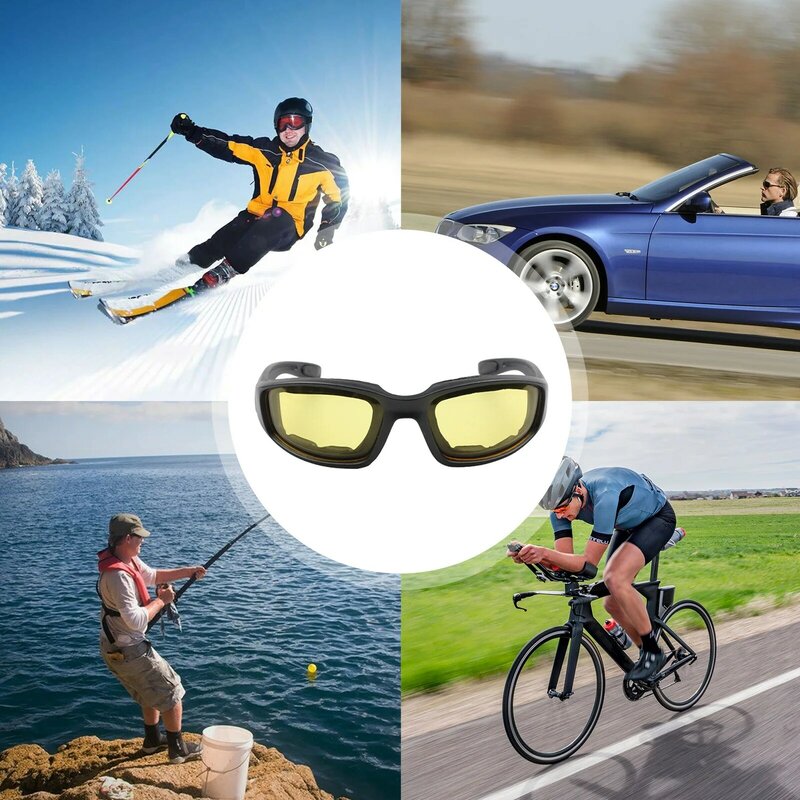 Motorrad Reiten Gläser Polsterung Brille UV Schutz Staubdicht Winddicht Sonnenbrille mit Klar Rauch Gelb Objektiv Racing Sport