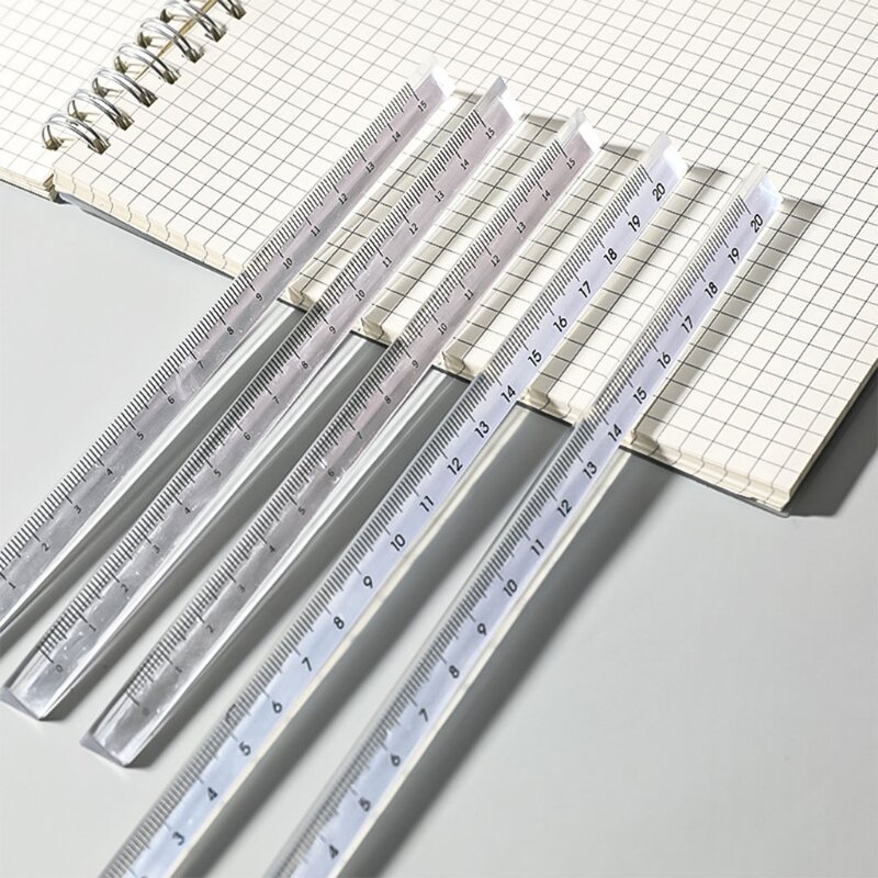 Transparent Triangular Straight Ruler Plastic Pocket Engineer Scale Ruler Kids