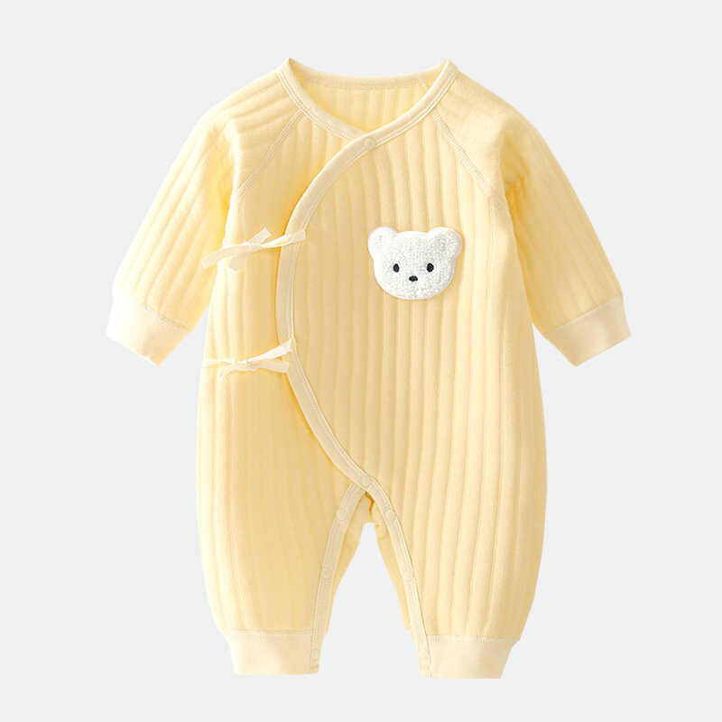 Комбинезон для мальчиков и девочек, комбинезон для новорожденных, хлопковая домашняя одежда для малышей 0-6 м, утепленная одежда на весну и осень